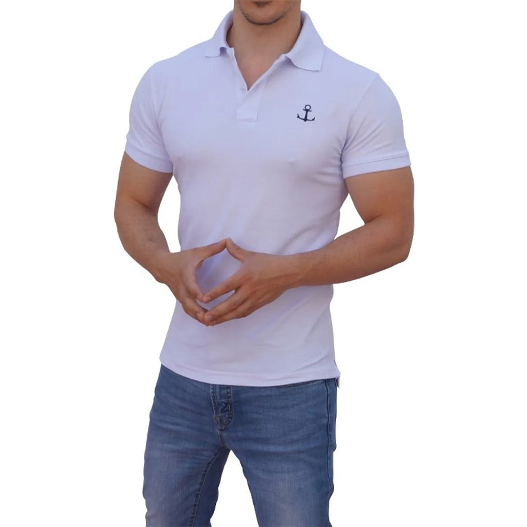 Polo Blanca Mangas Blanca Logo Negro