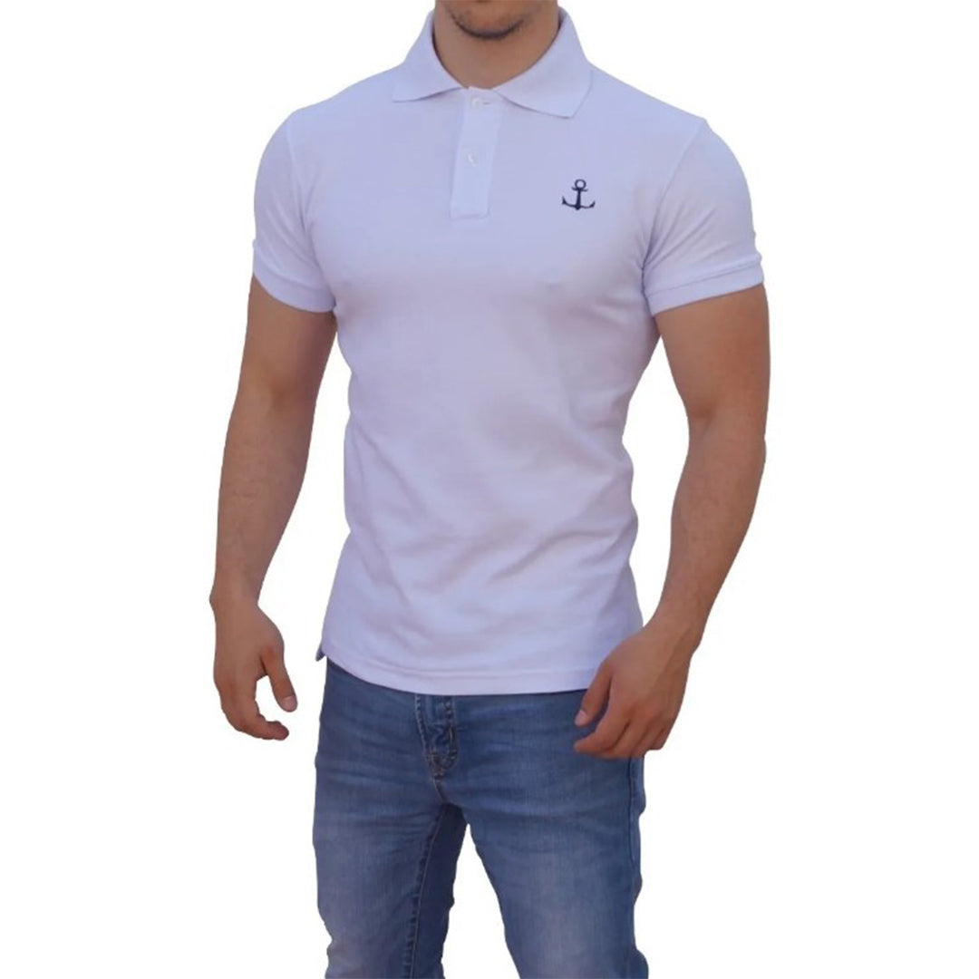 Polo Blanca Mangas Blanca Logo Negro