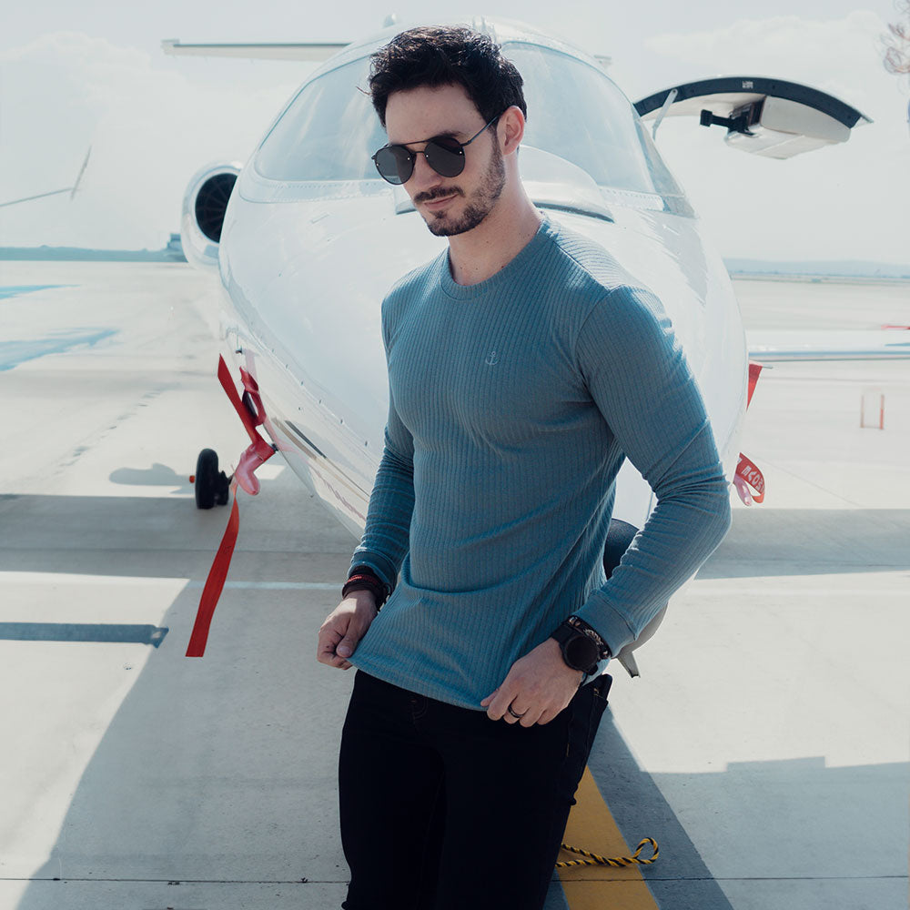 Playera Ribbed Long Sleeve Dark Gray