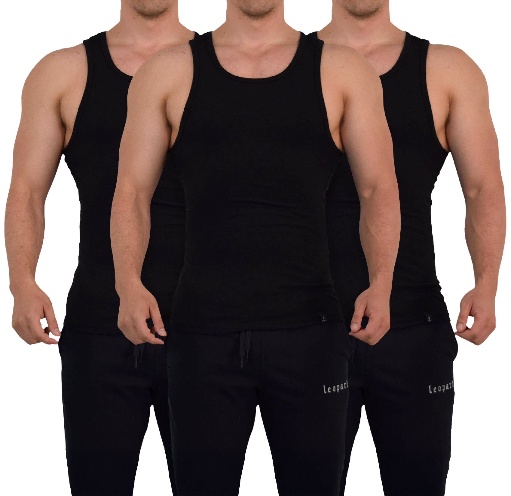 Muscle Ribbed Tank 3 Pack Black