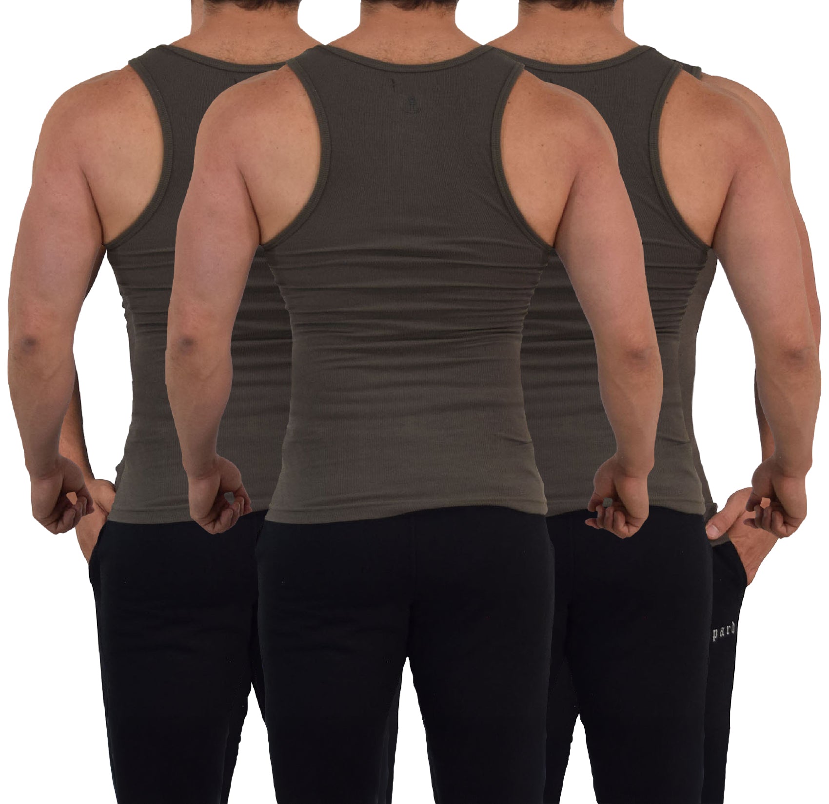 Muscle Ribbed Tank 3 Pack Olive