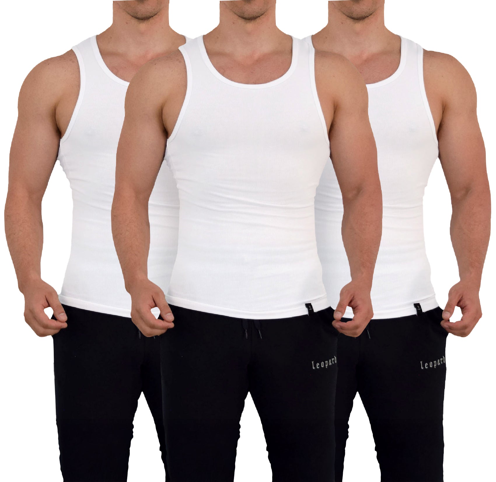 Muscle Ribbed Tank 3 Pack White