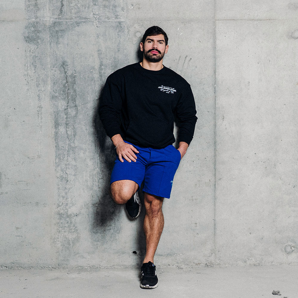Fleece Short Royal Blue Perspective Logo White