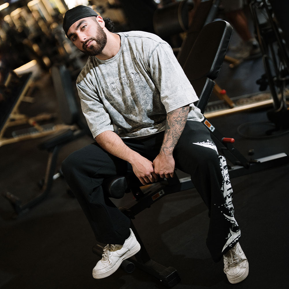 Playera Oversized Tshirt Laser Stitch Acid Gray