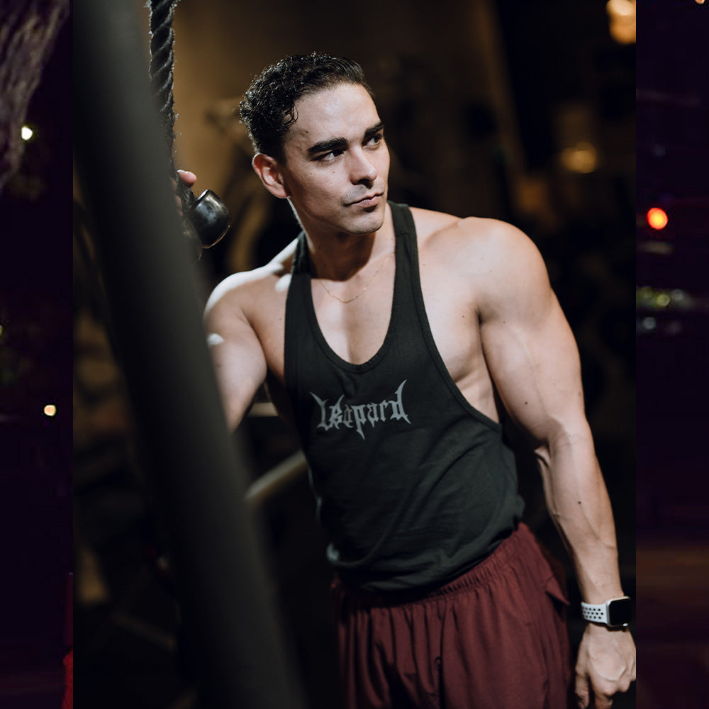 Playera Stringer Tank Dark Series Leopard Pigment Black