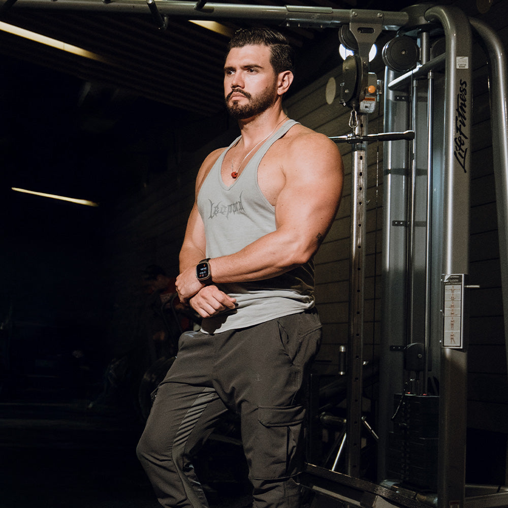 Playera Stringer Tank Dark Series Leopard Pigment Light Gray