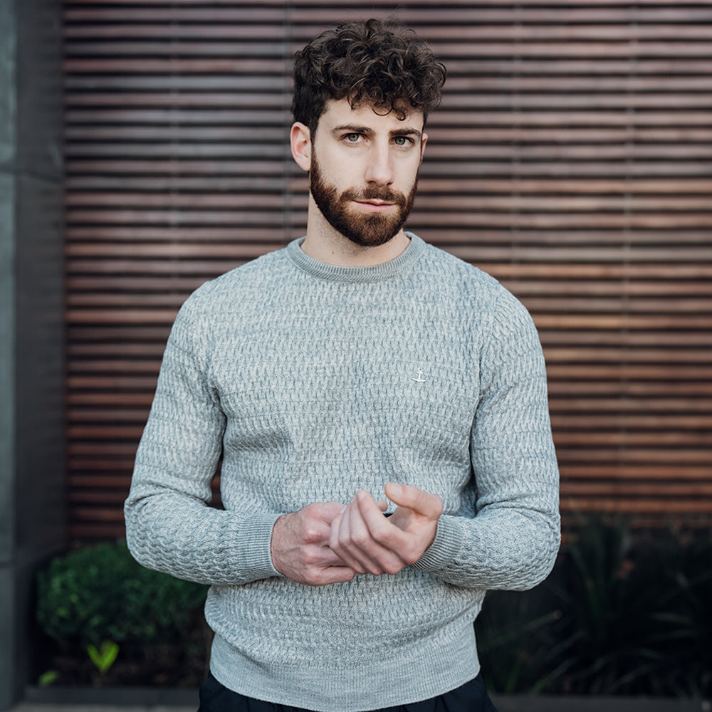 Crewneck Textured Sweater Pearl Gray