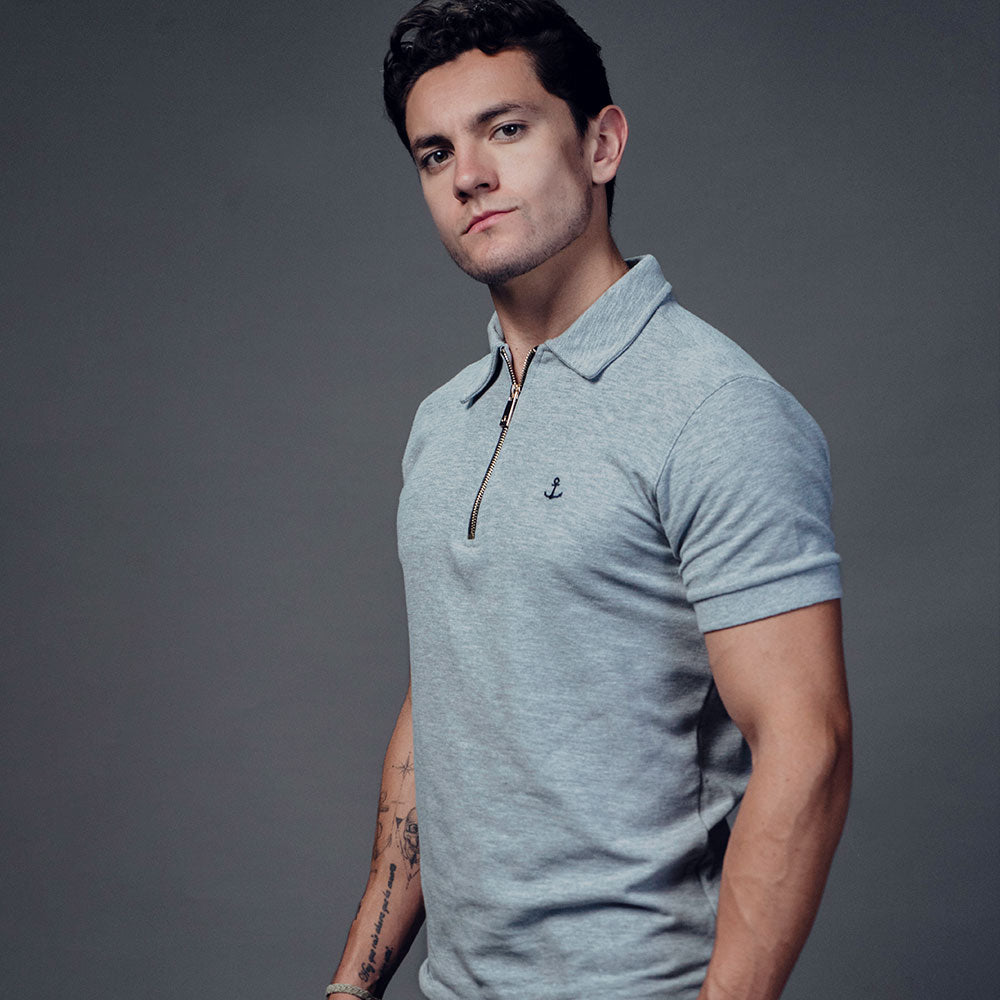 Zipped Polo Manga Corta Full Jaspe
