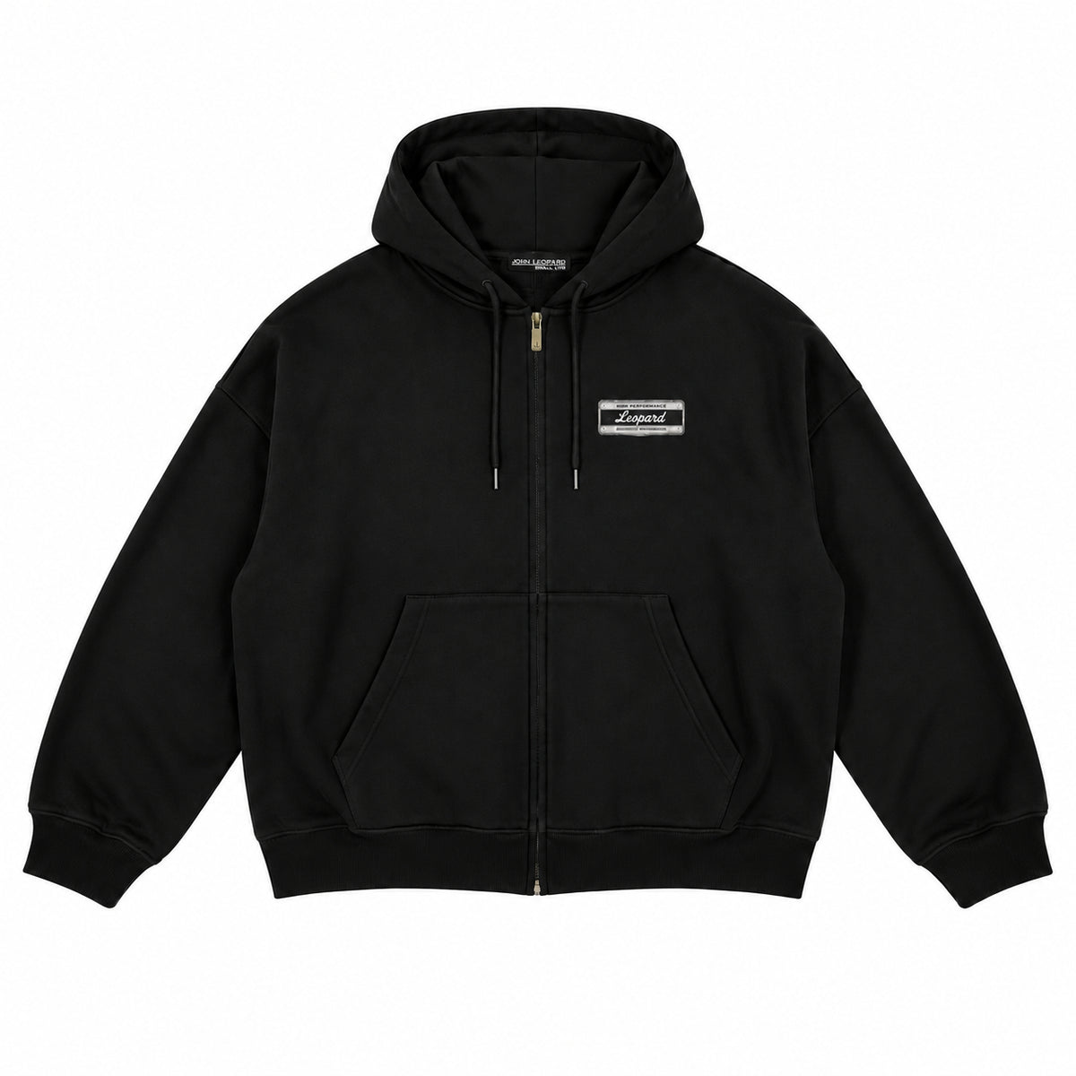 Fleece Zip Up High Performance Hoodie Black Boxy