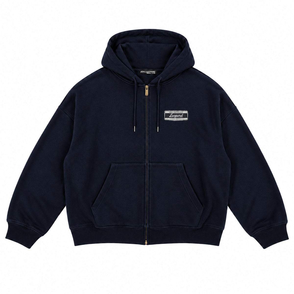 Fleece Zip Up High Performance Hoodie Navy Boxy