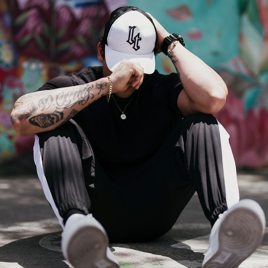 Embroidery Emblem Trucker Cap White