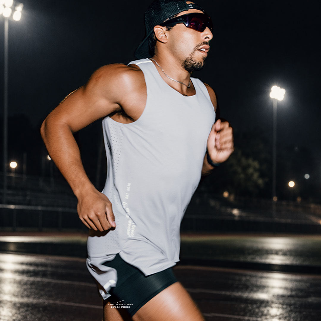 Singlet Tank Performance Tech Aeradry Light Gray Race