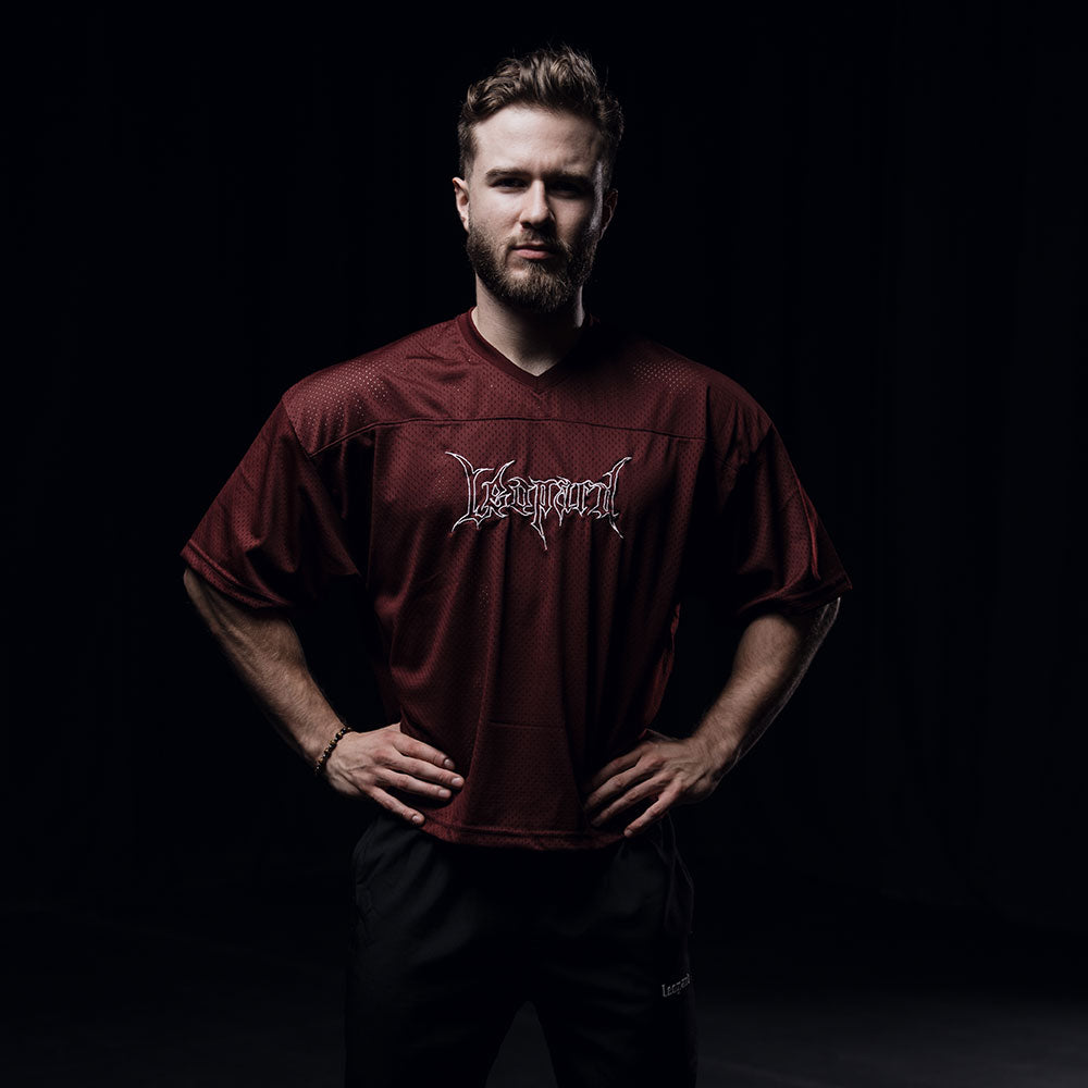 Crop Jersey Oversized Burgundy Dark Logo White