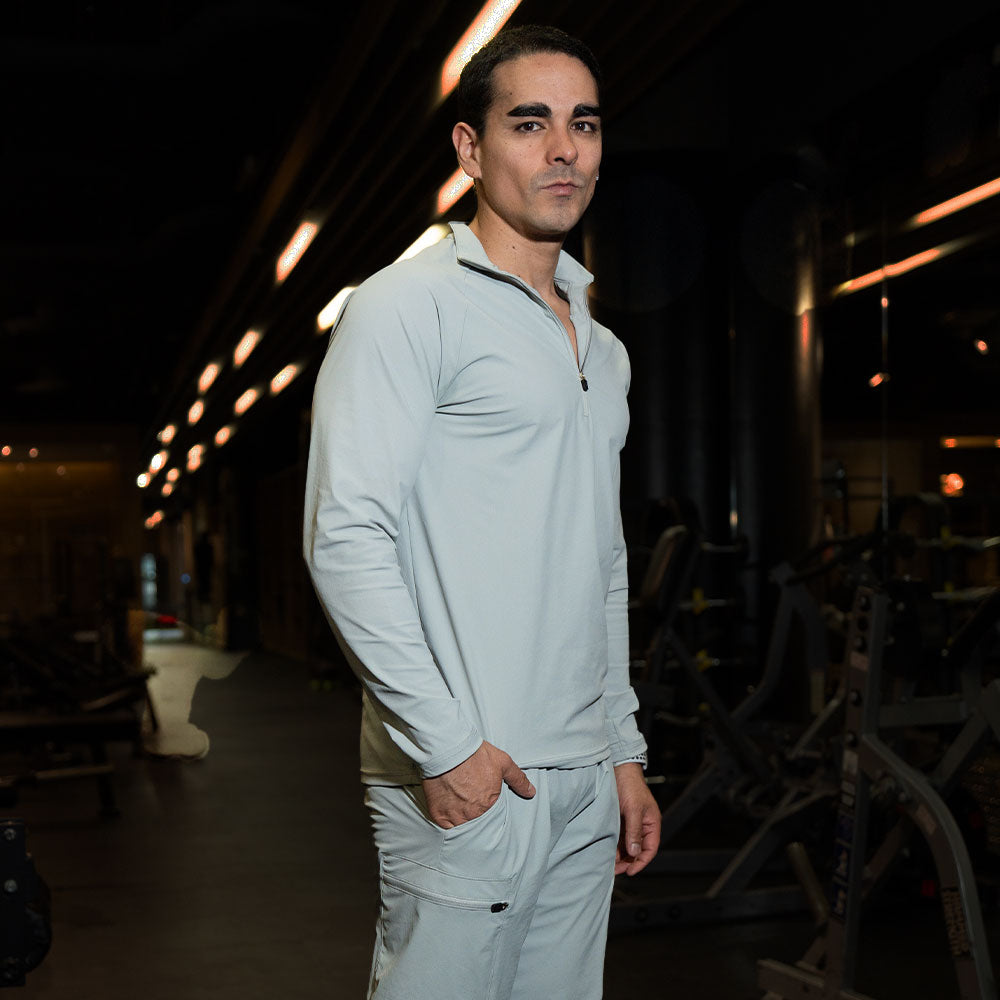 Sudadera Ultra Ligera Motion Series 1/4 Zip Mint Gray