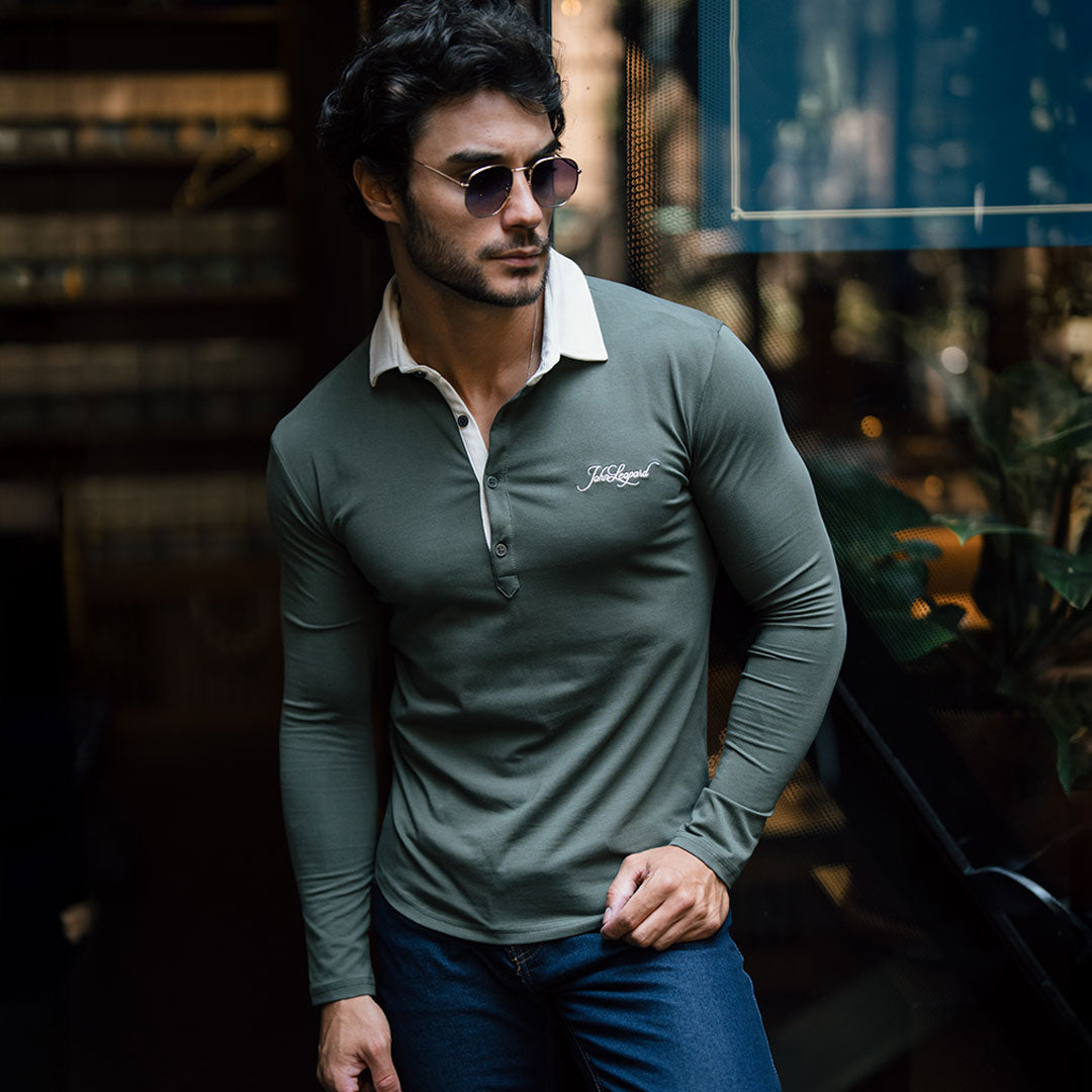Santos Polo Olive Off White Heritage Logo