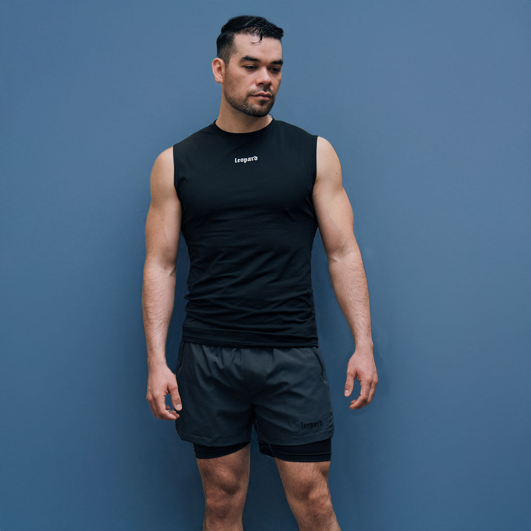 Speed Compression Tank Night Black Logo White