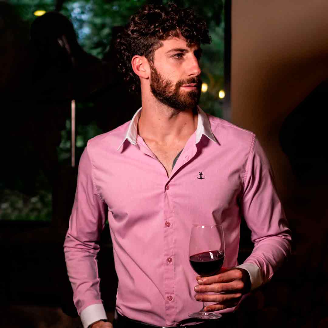 Camisa Wallstreet Metal Emblem Light Pink