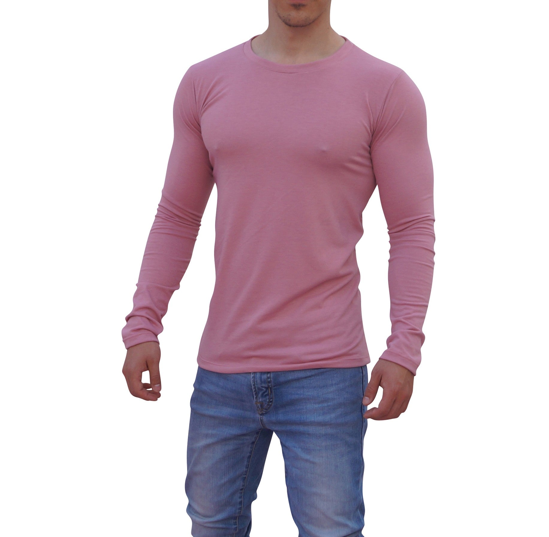 Playera Manga Larga Cuello Redondo Rosa