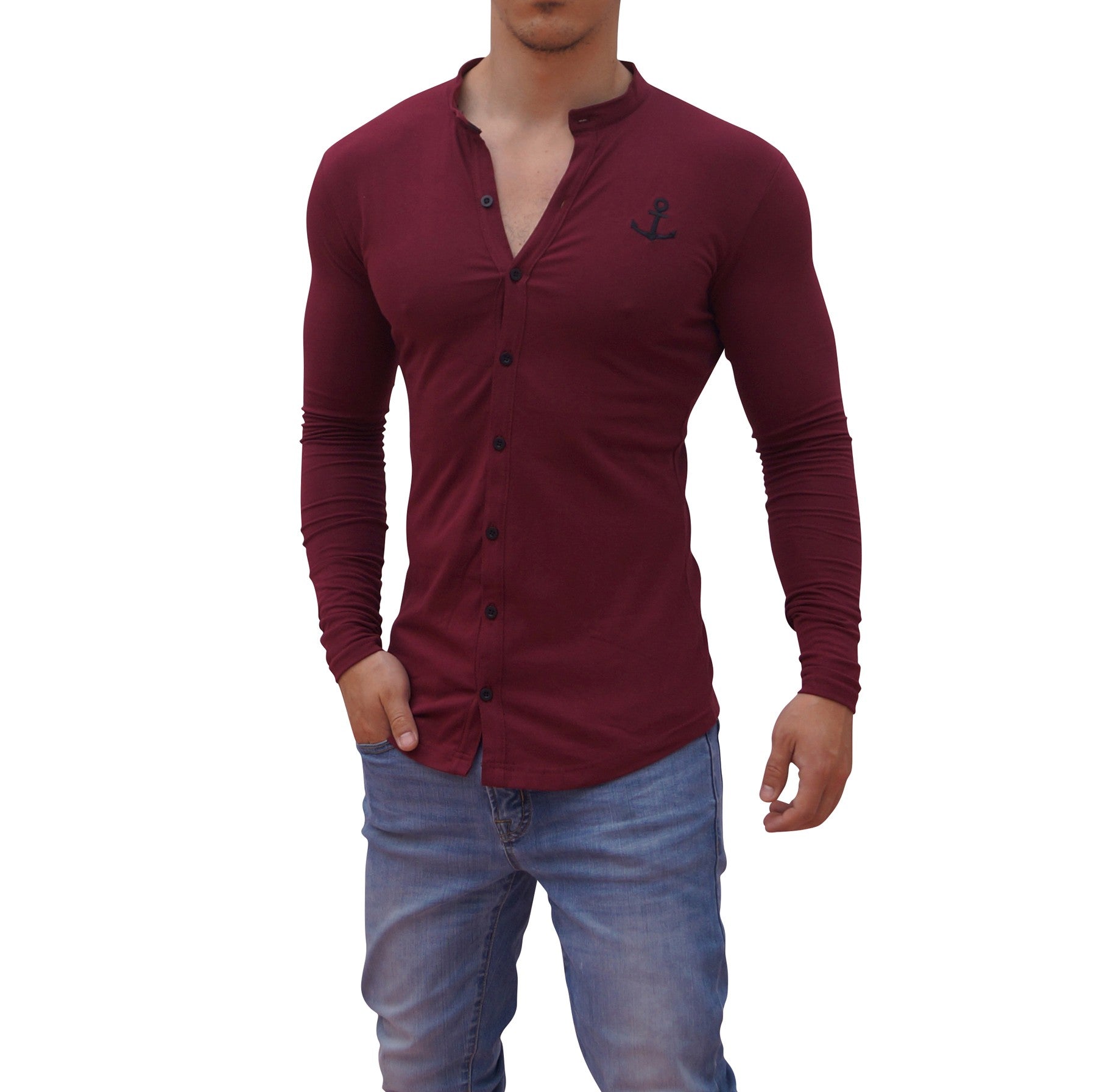 Grandad Jersey Shirt Wine Logo Black