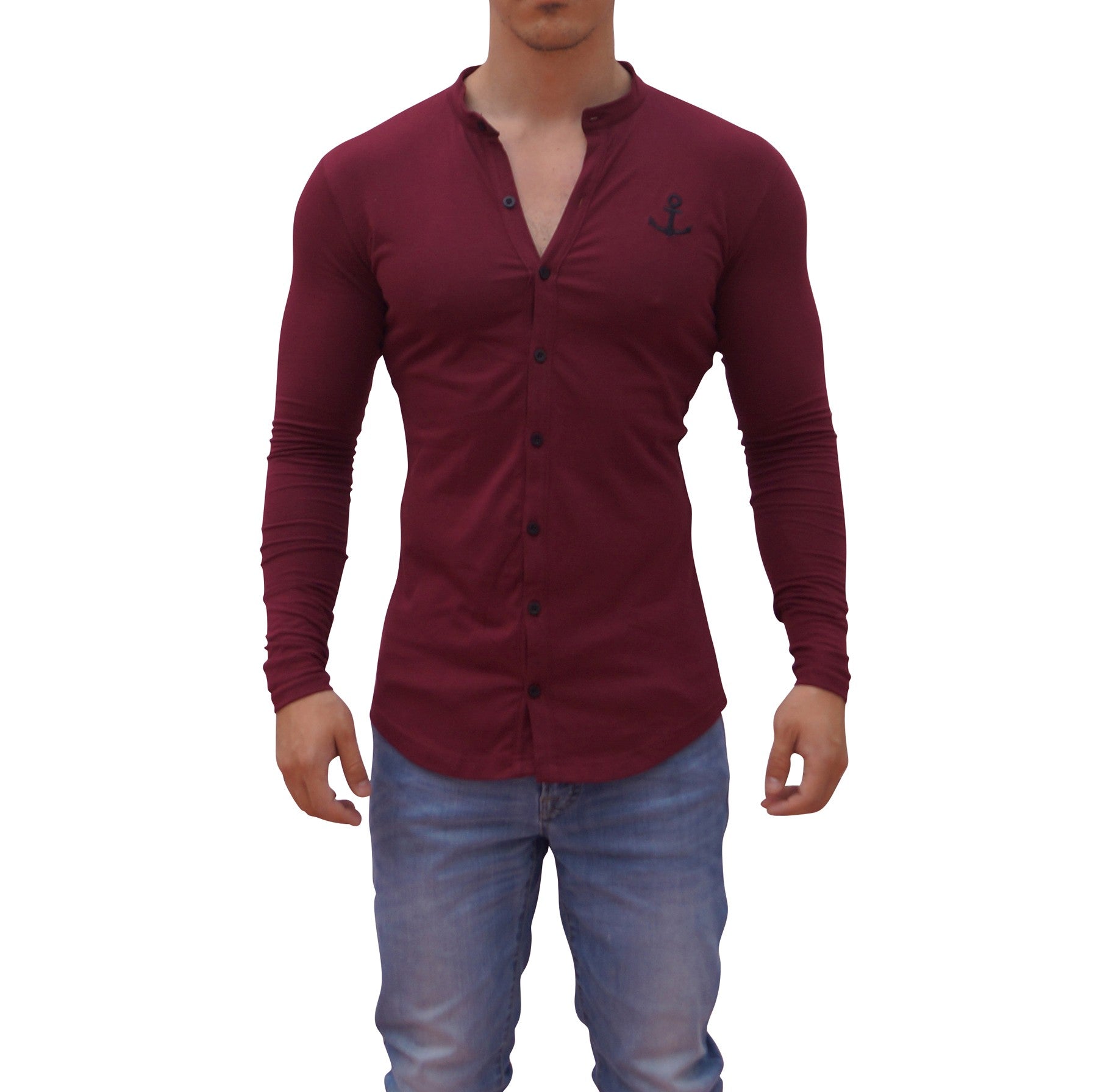 Grandad Jersey Shirt Wine Logo Black