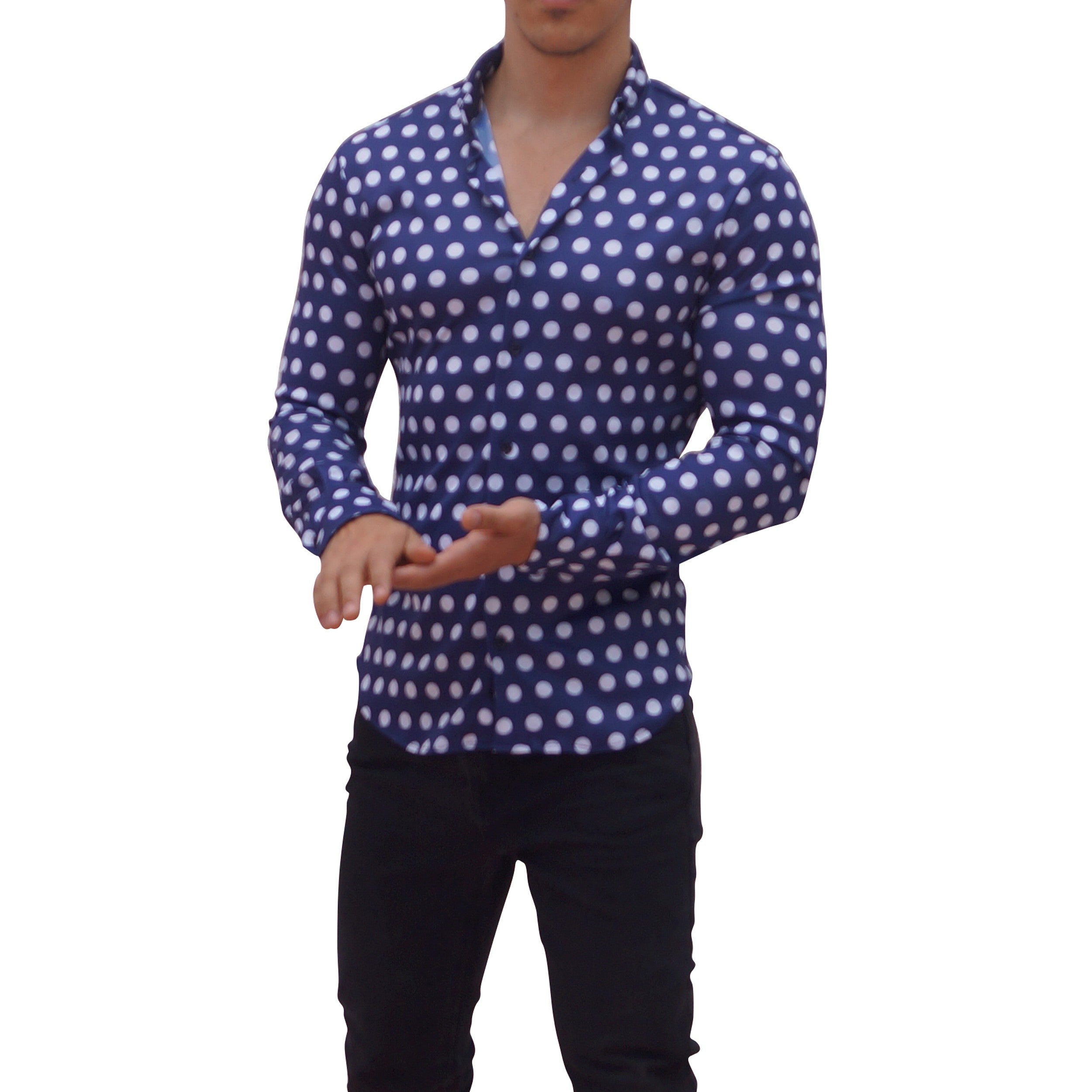 Camisa Marino Manga Larga Puntos Marino