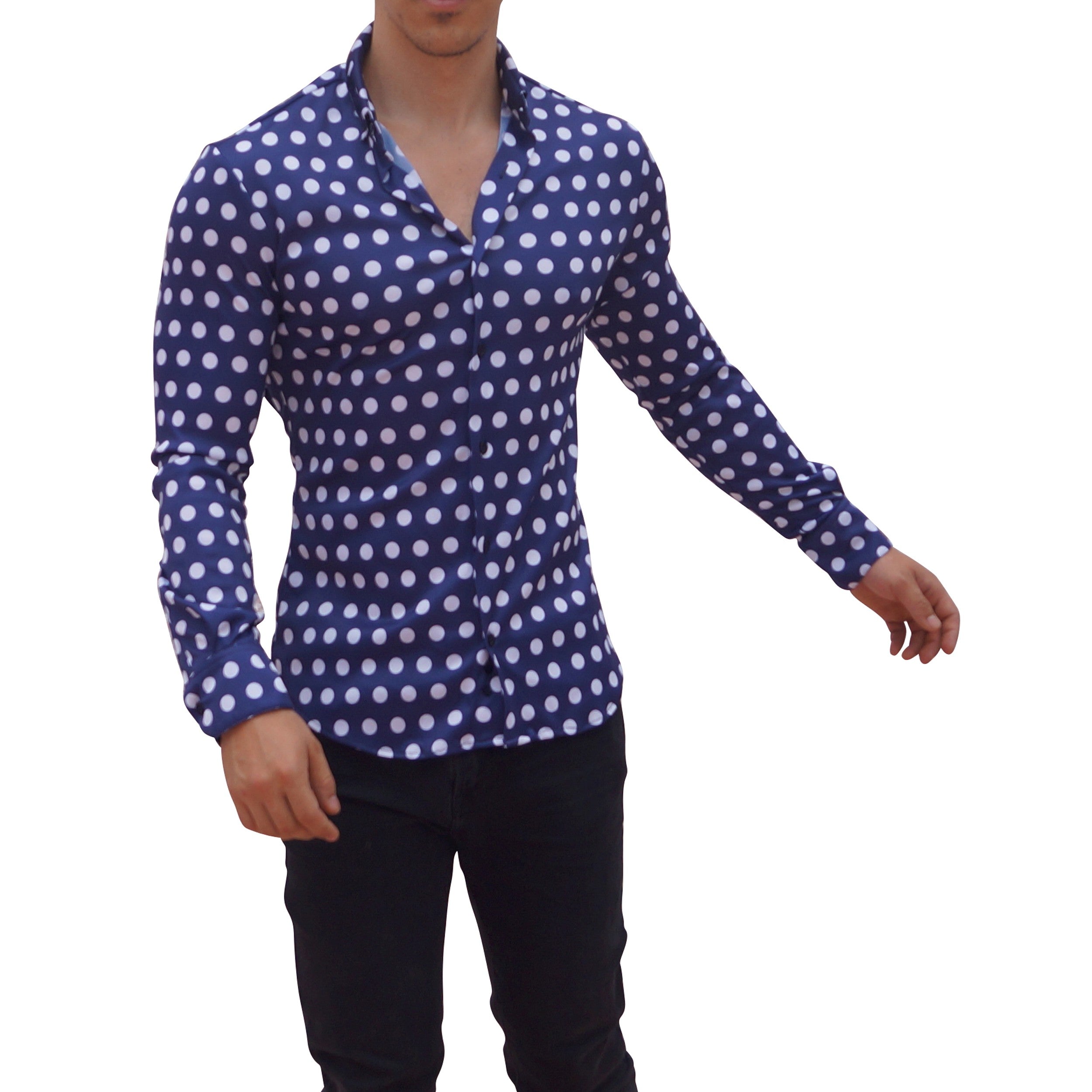 Camisa Marino Manga Larga Puntos Marino