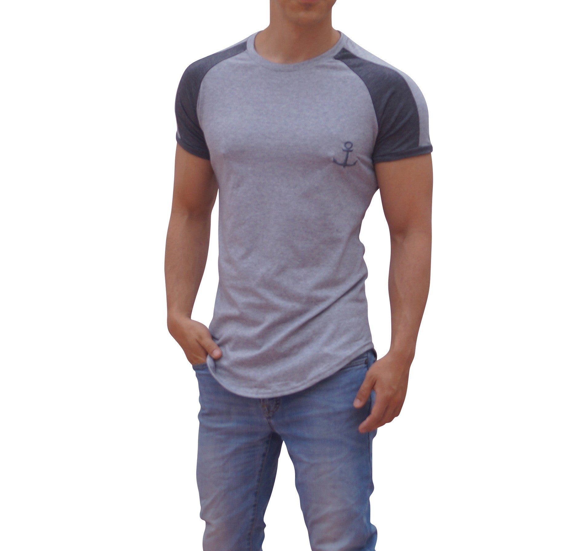 Jasper Gray Ranglan T-shirt Short Sleeve Jasper Gray Stripe