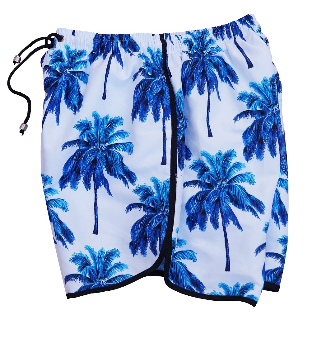 Blue Palm Print Swimsuit