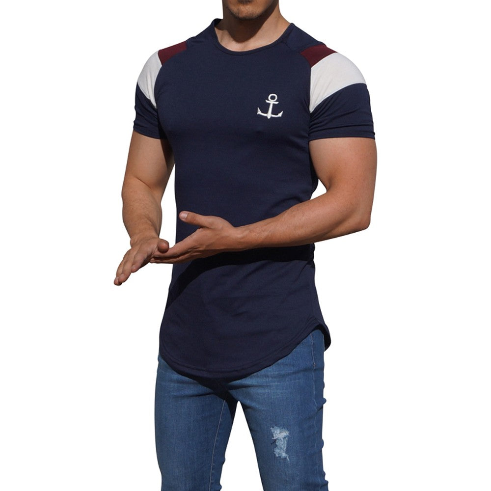 Cream Bar Short Sleeve Navy Ranglan T-Shirt