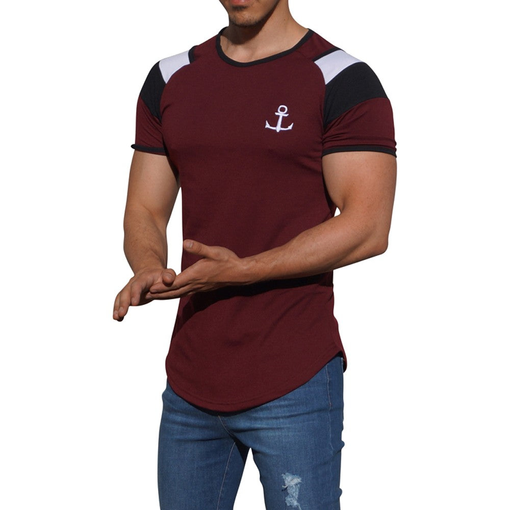 Black Bar Short Sleeve Wine Ranglan T-Shirt