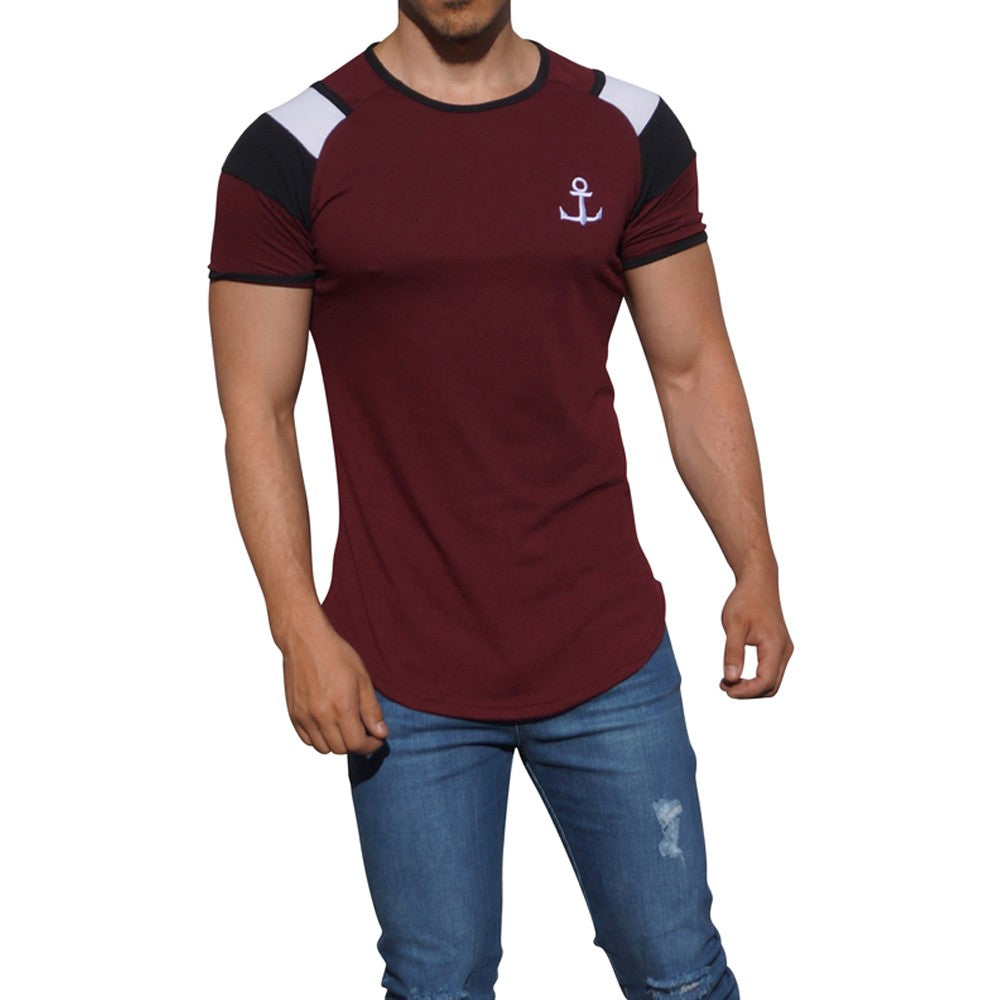 Black Bar Short Sleeve Wine Ranglan T-Shirt