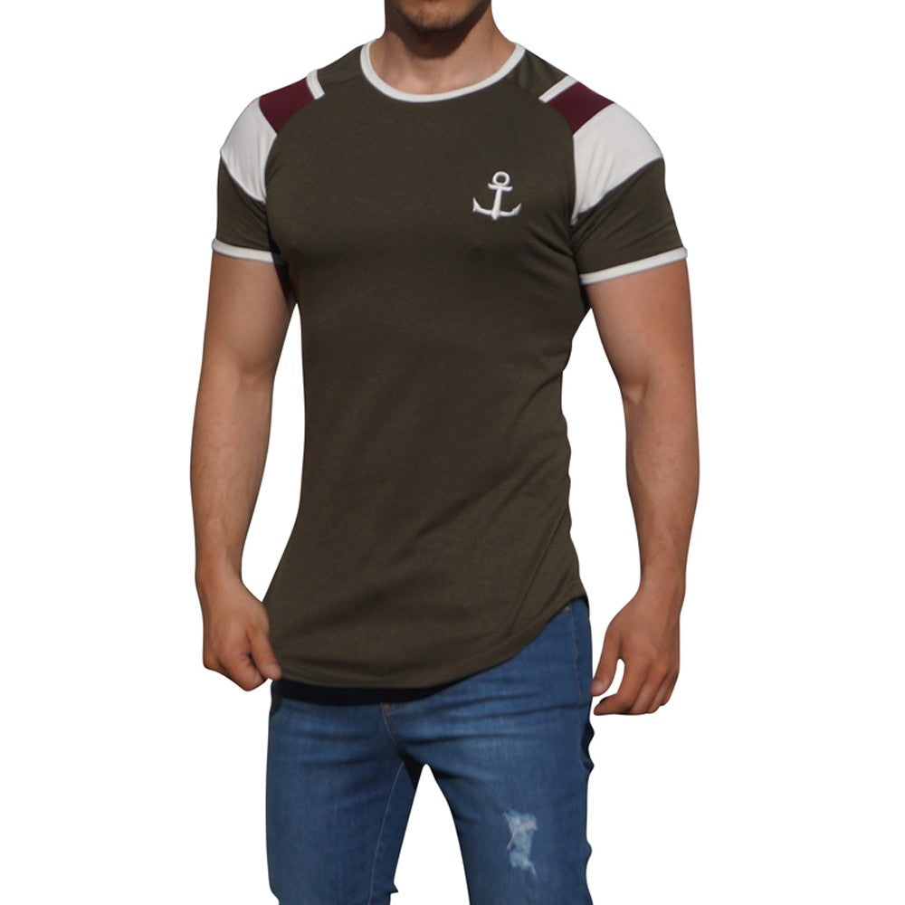 Army Green Short Sleeve Raglan T-shirt Cream Bar