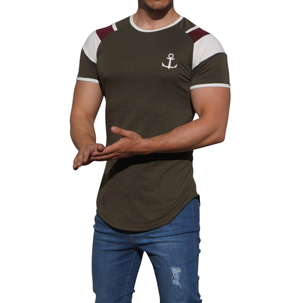 Army Green Short Sleeve Raglan T-shirt Cream Bar