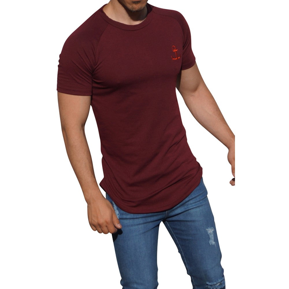Short Sleeve Wine Ranglan T-shirt Wine With Logo