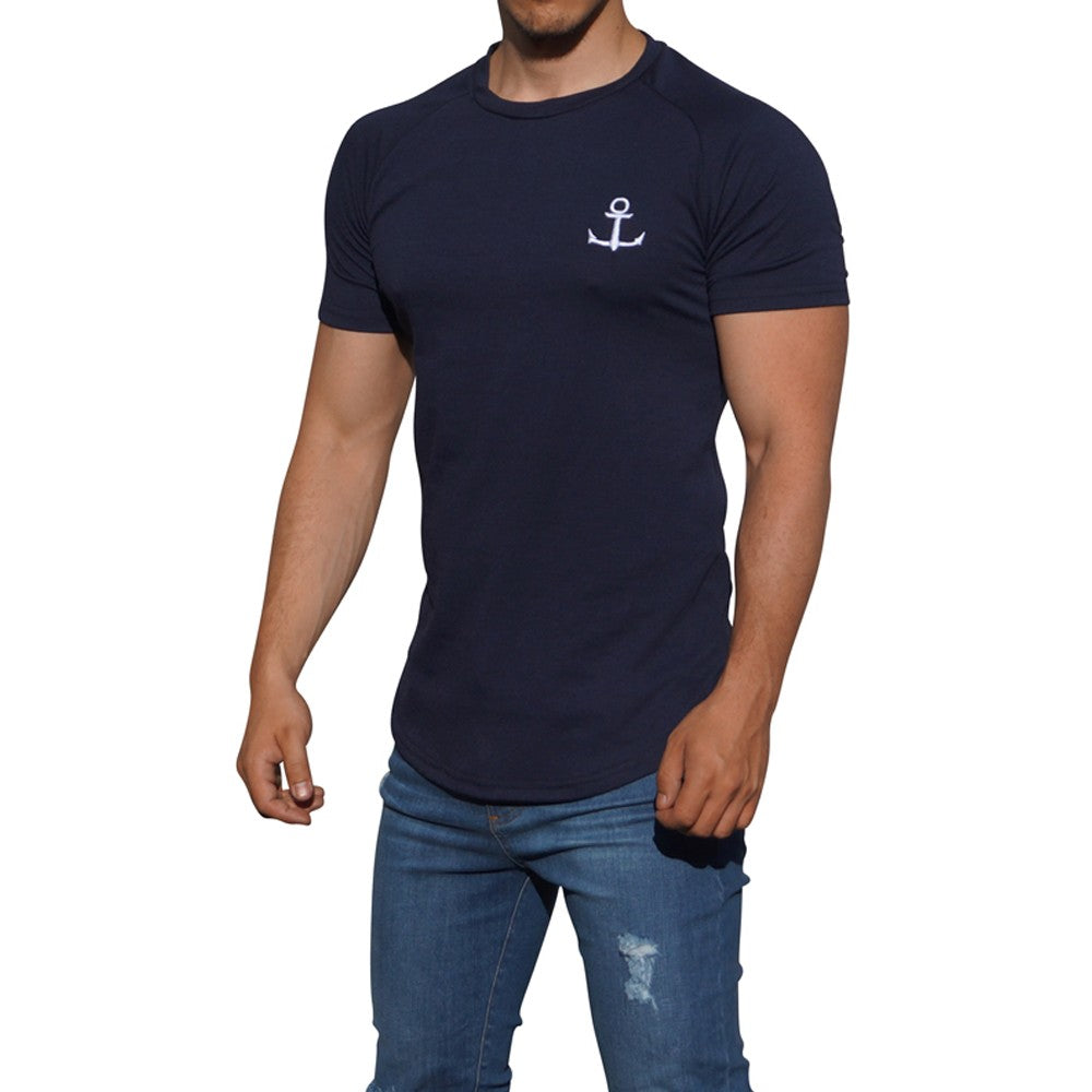 Playera Ranglan Azul Marino Manga Corta Marino