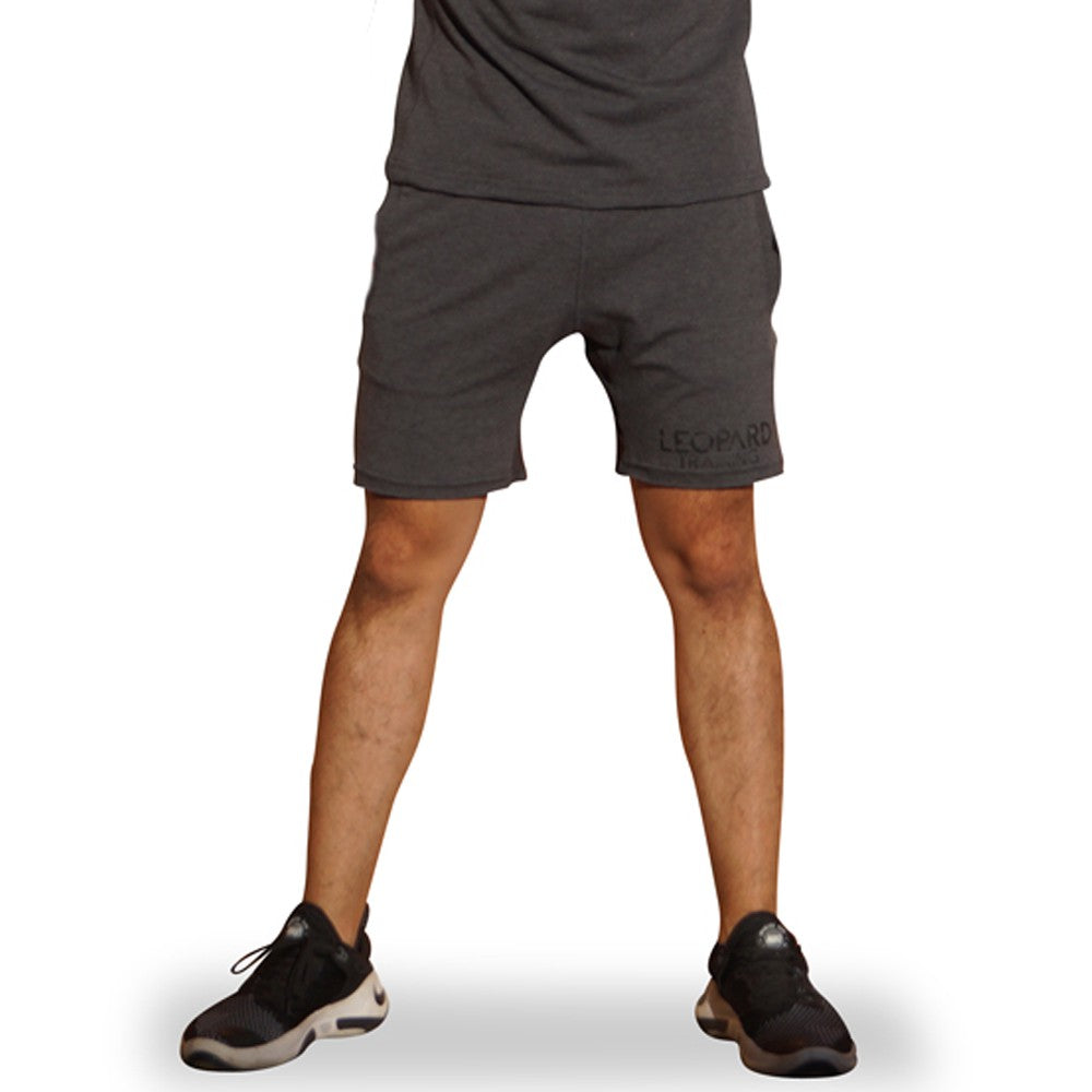 Gym Short Gray Oxford Logo Stripes Black