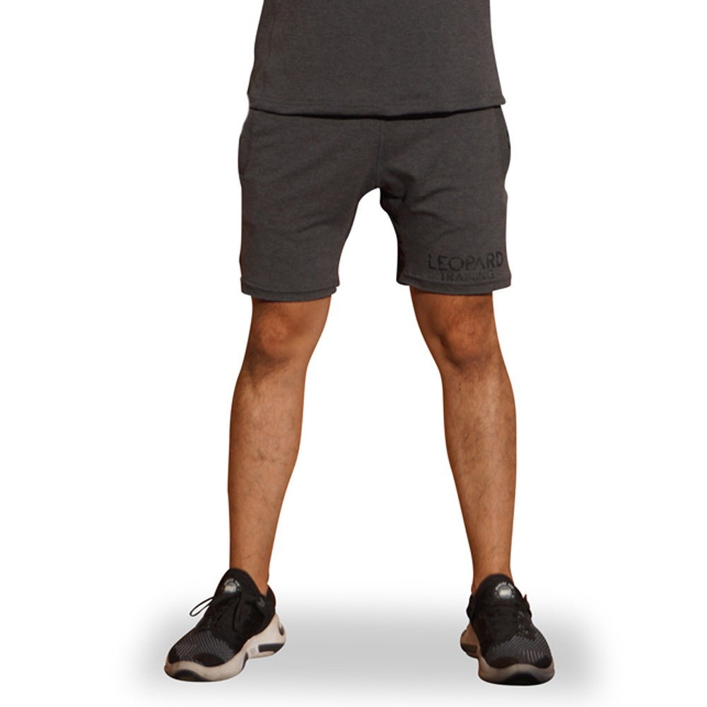 Gym Short Gray Oxford Logo Stripes Black
