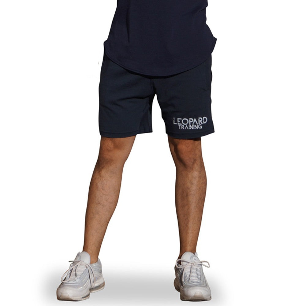 Gym Short Navy Blue Logo Stripes White