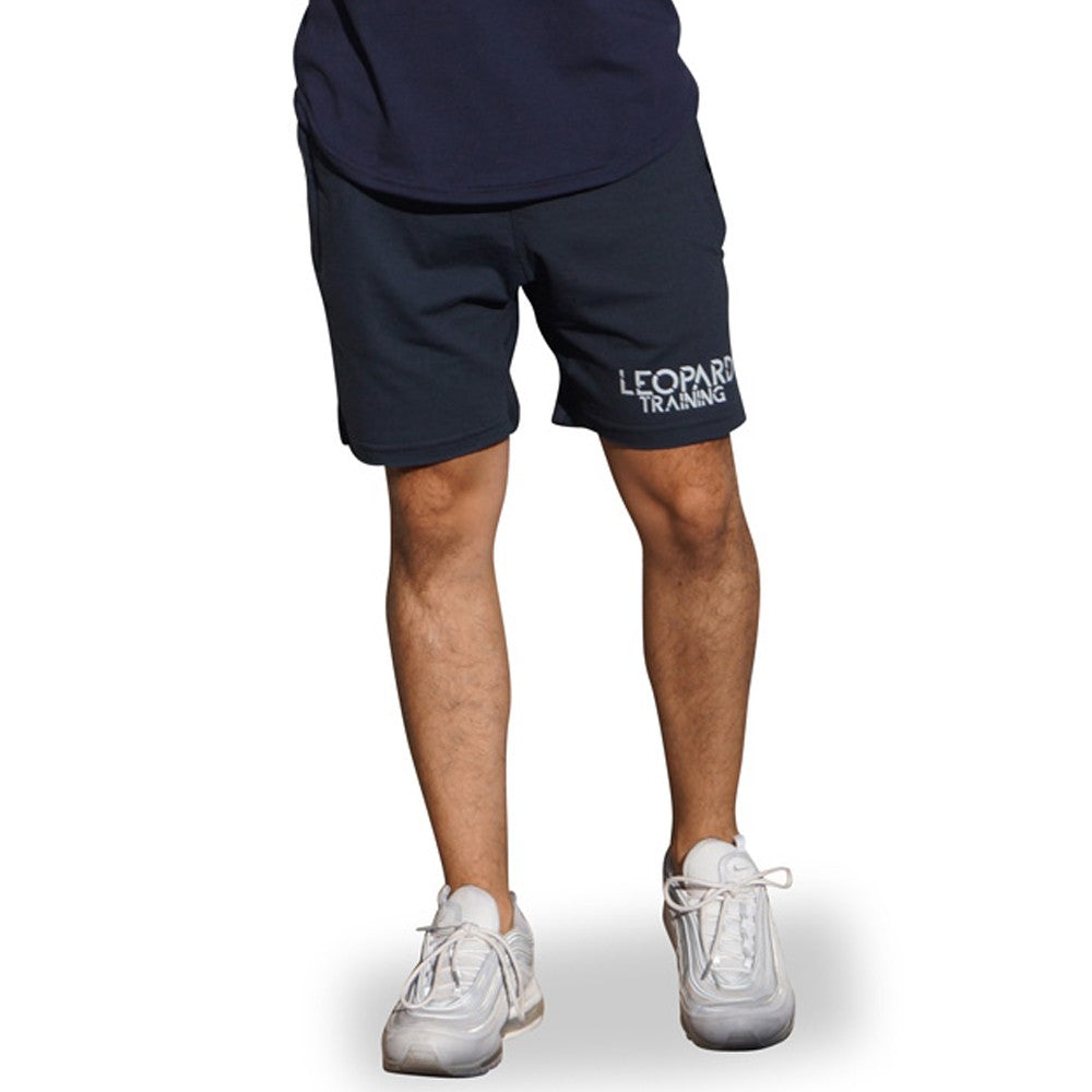 Gym Short Navy Blue Logo Stripes White