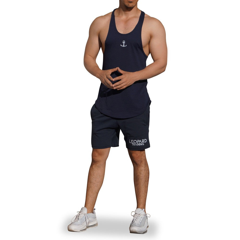 Gym Stringer Tank Marino Ancla Blanca