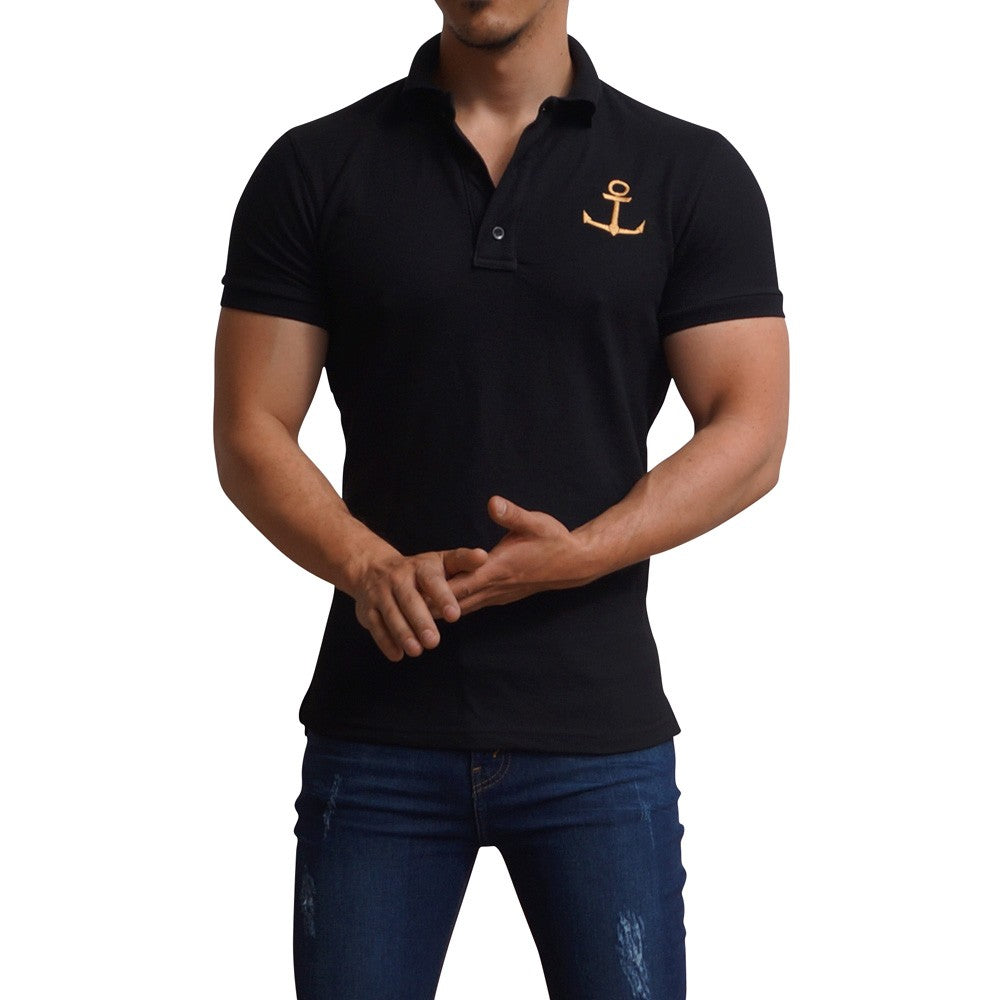 Black Polo Big Logo Gold Short Sleeve Black
