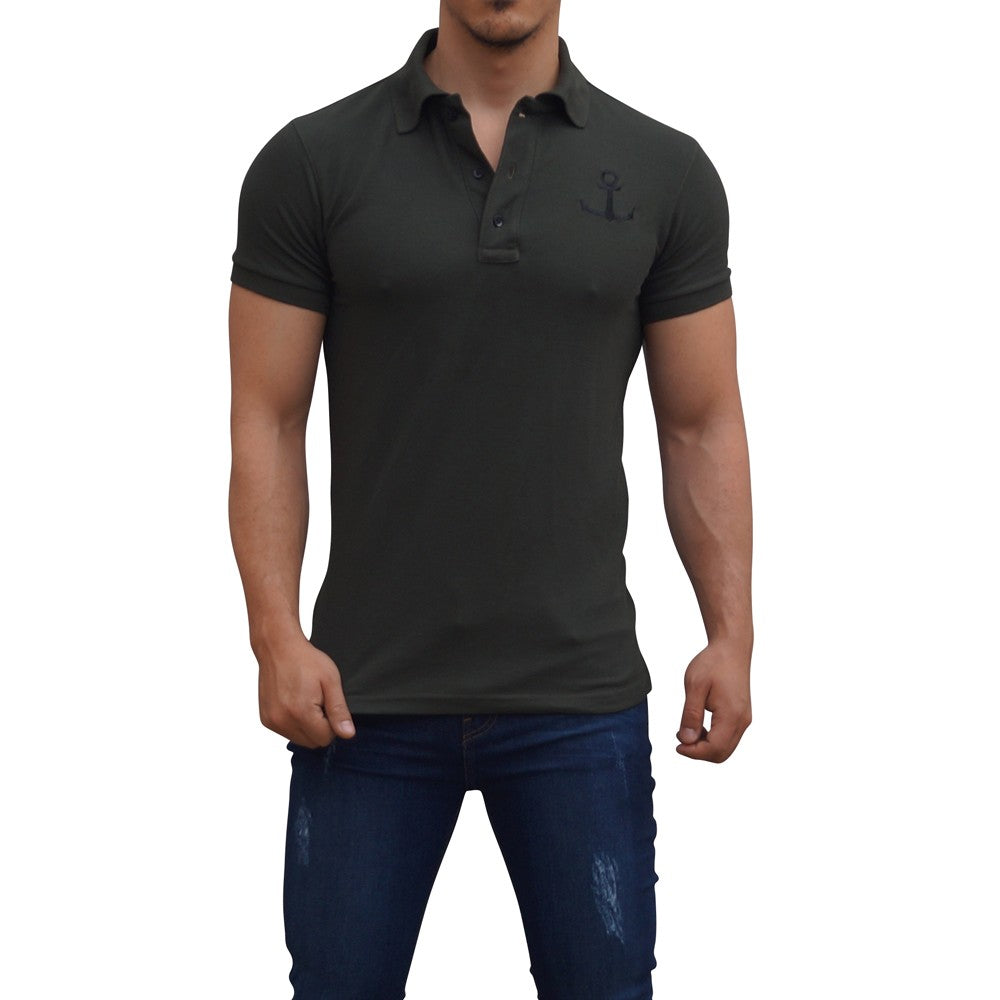 Military Green Polo Military Green Sleeves Black Logo