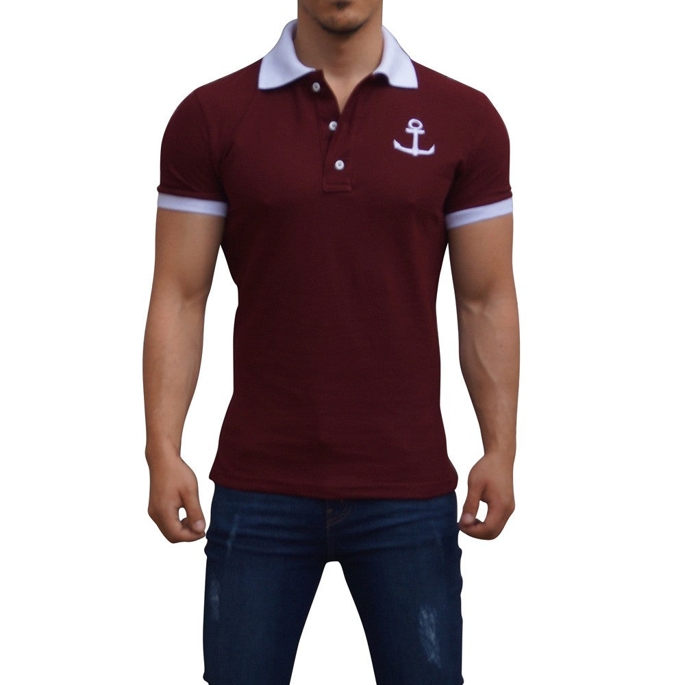 Wine Polo Sleeves Wine Logo White
