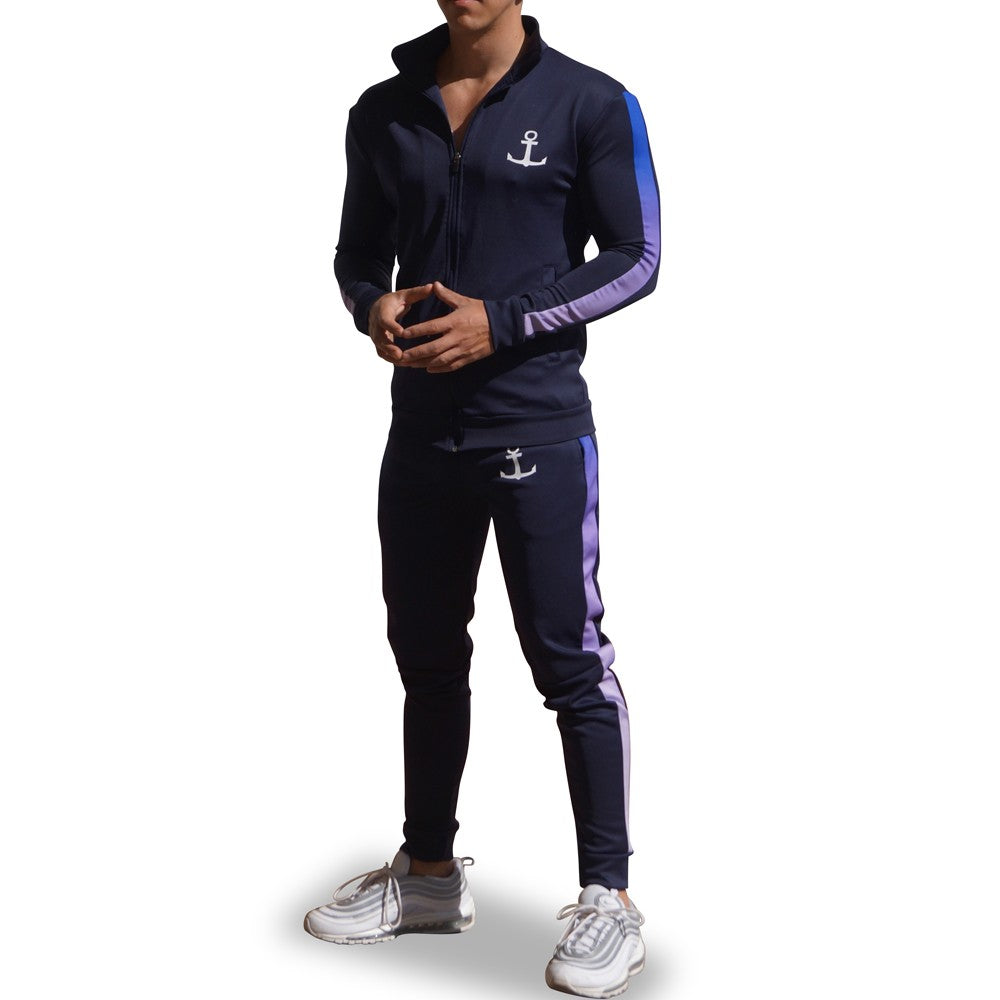 Elite Track Suit Pants Navy Strip Gradient