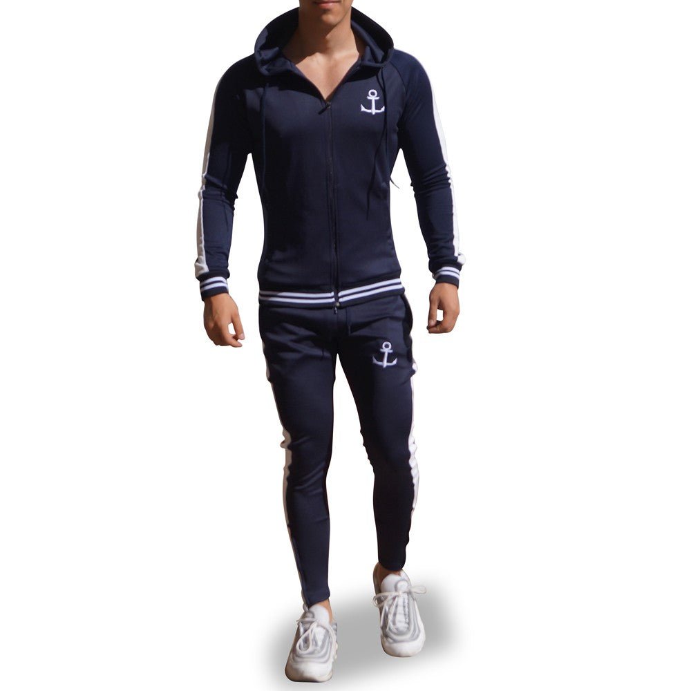 Delta Tracksuit Marino Manga Marino Franja Blanca