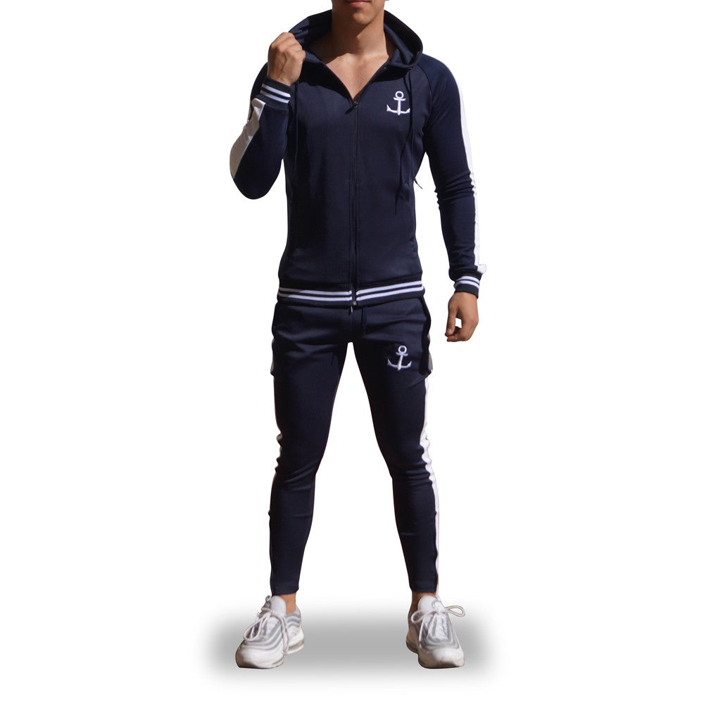 Delta Tracksuit Marino Manga Marino Franja Blanca