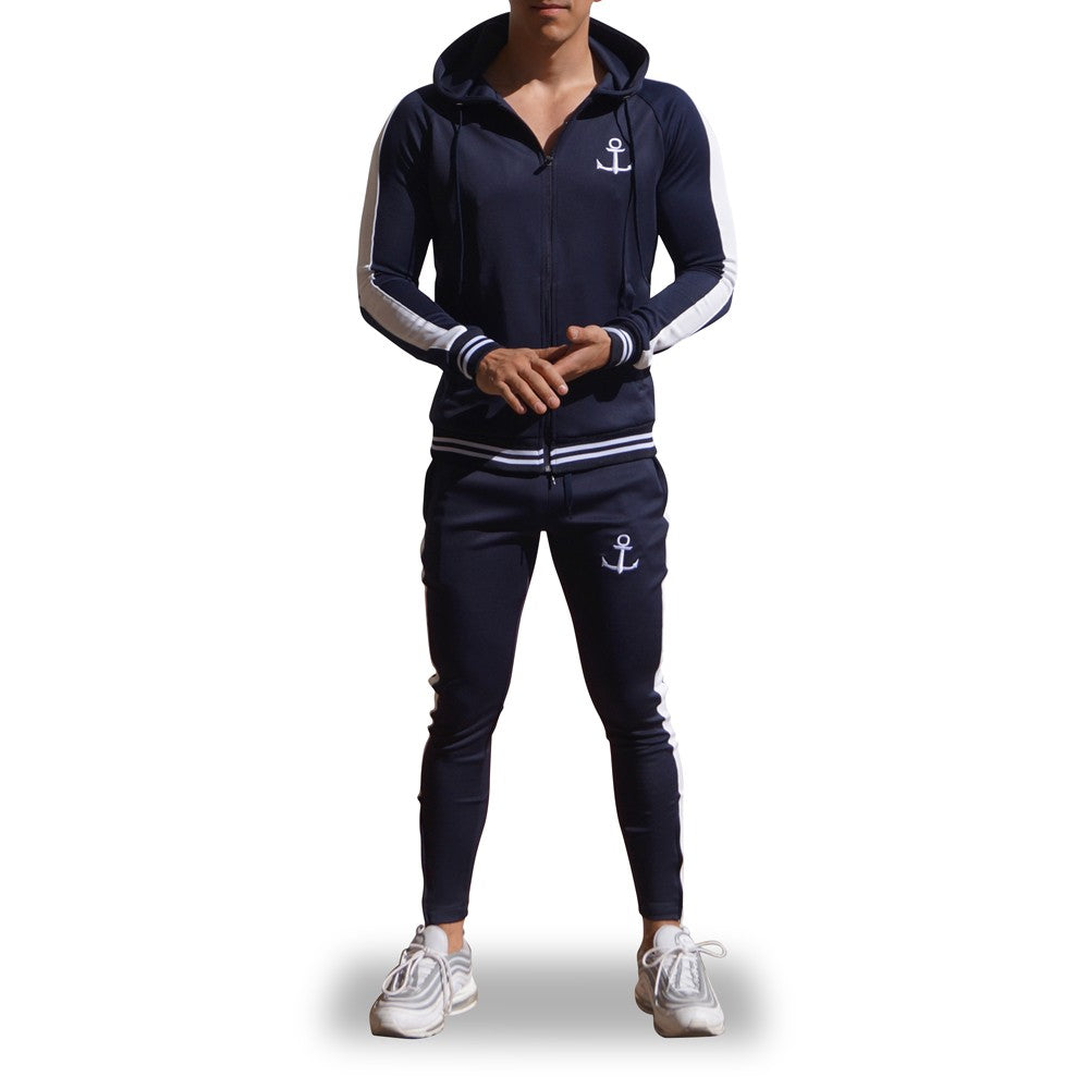 Delta Tracksuit Marino Manga Marino Franja Blanca