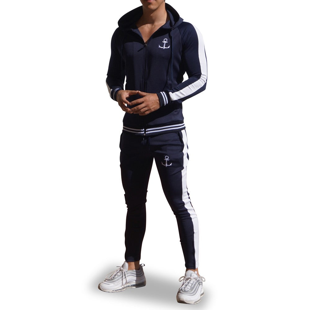 Delta Tracksuit Marino Manga Marino Franja Blanca
