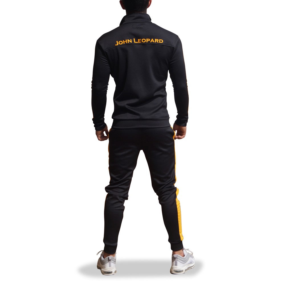 Elite Track Suit Pants Black Yellow Stripe