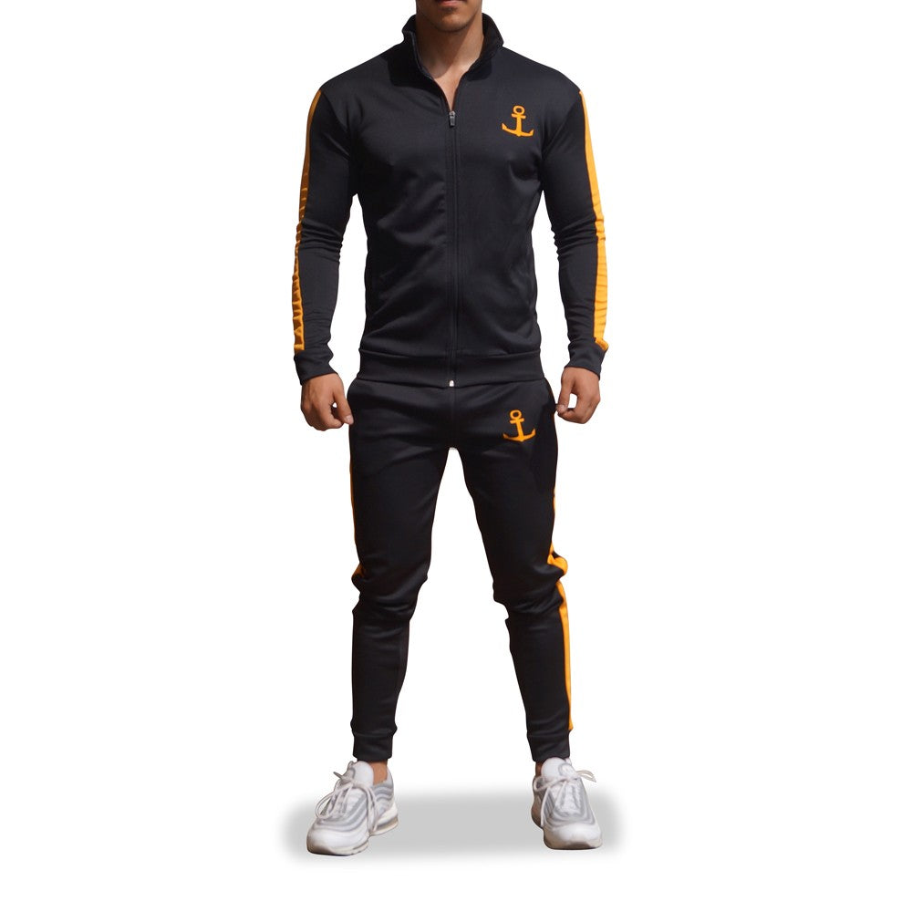 Elite Track Suit Pants Black Yellow Stripe